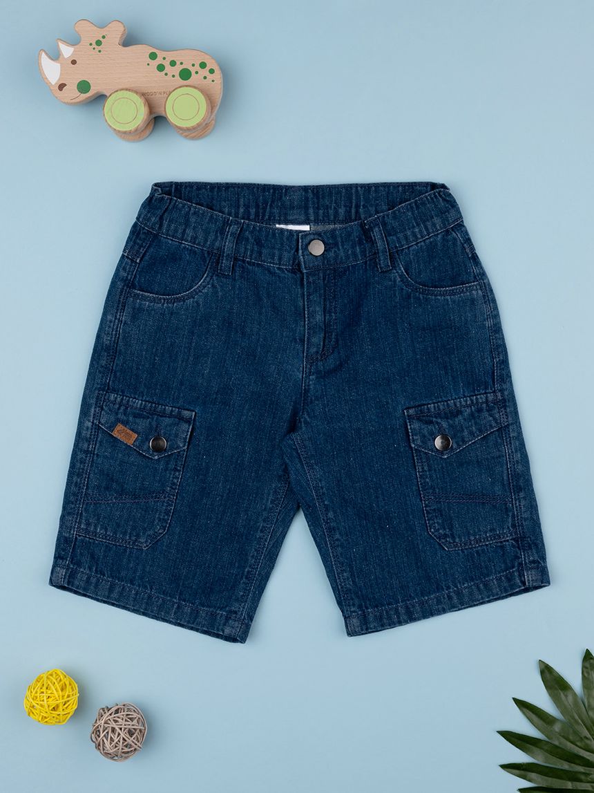 Bermuda bimbo blu denim con tasche