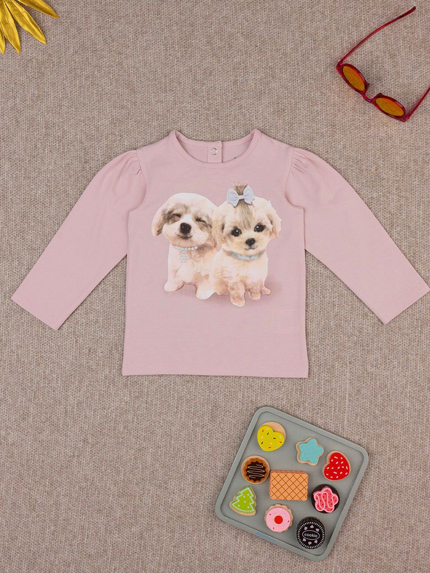T-shirt bimba rosa stampata