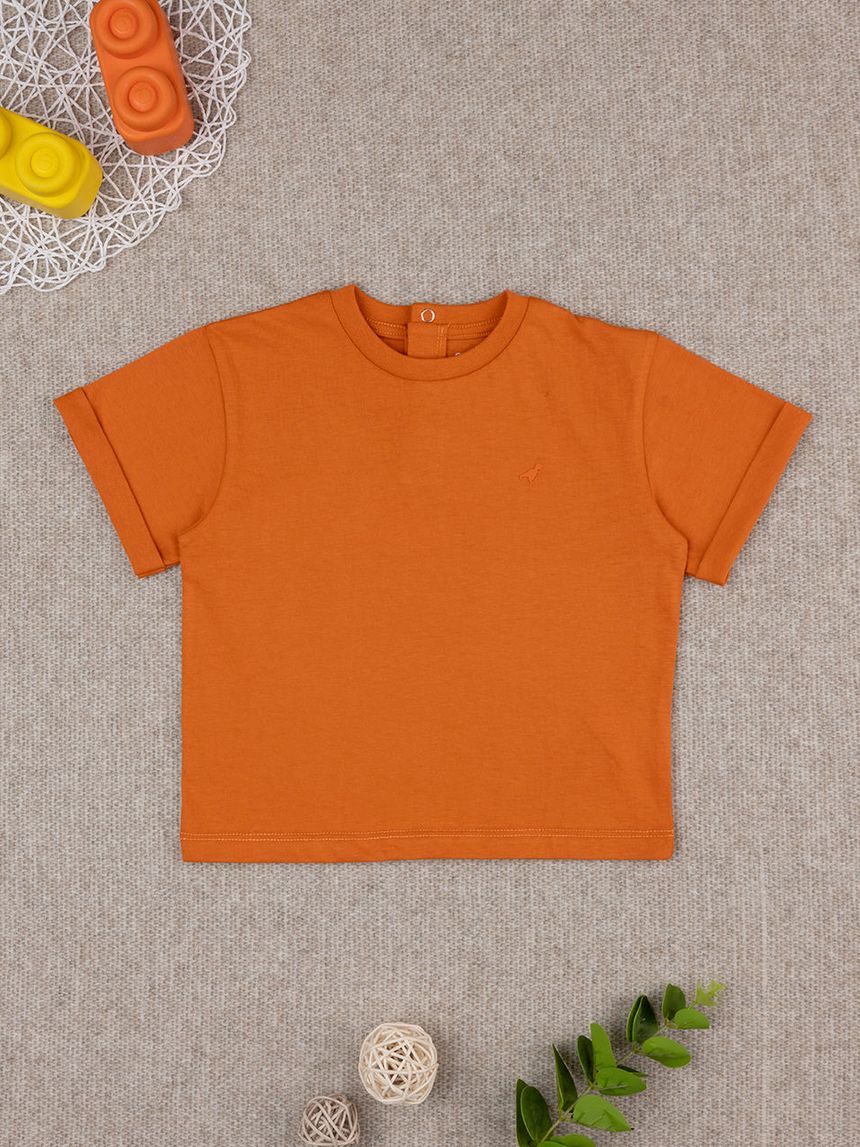 T-shirt bimbo arancione girocollo