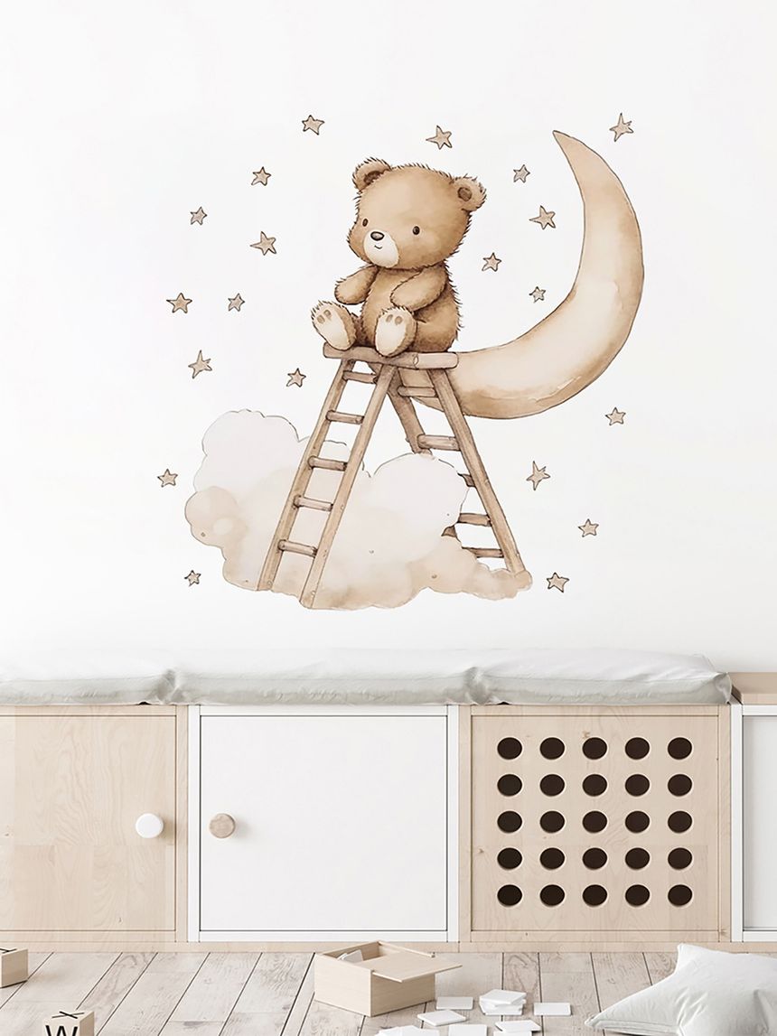 Adesivo decorativo da parete - orsetto su scala -  autoadesivo - sipo