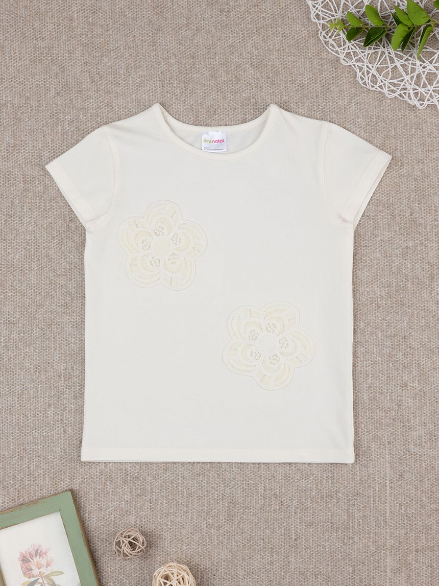 T-shirt bianca bimba fiori