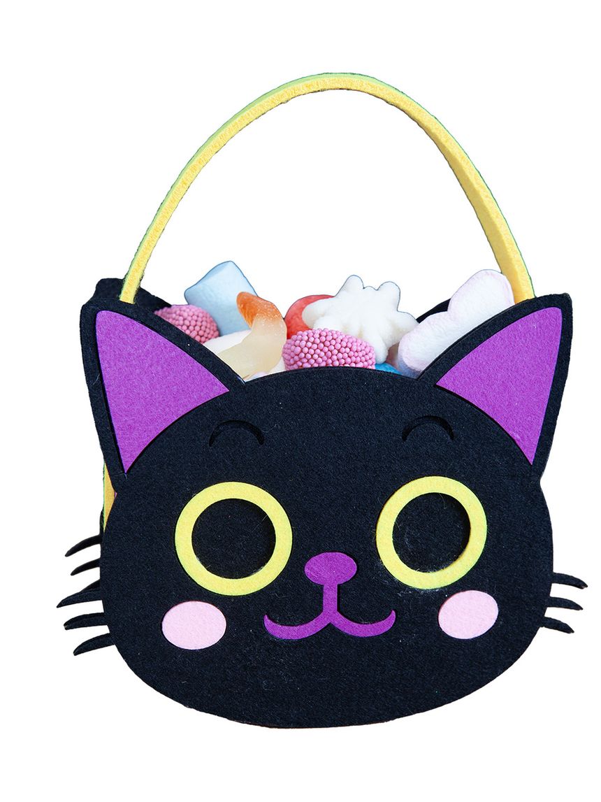 Borsetta gatto nero porta caramelle in feltro - 16x19 cm - 3+ - rubie's