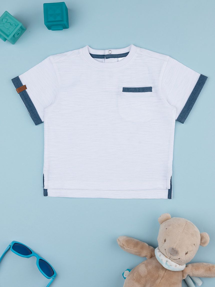 T-shirt bimbo bianca e denim