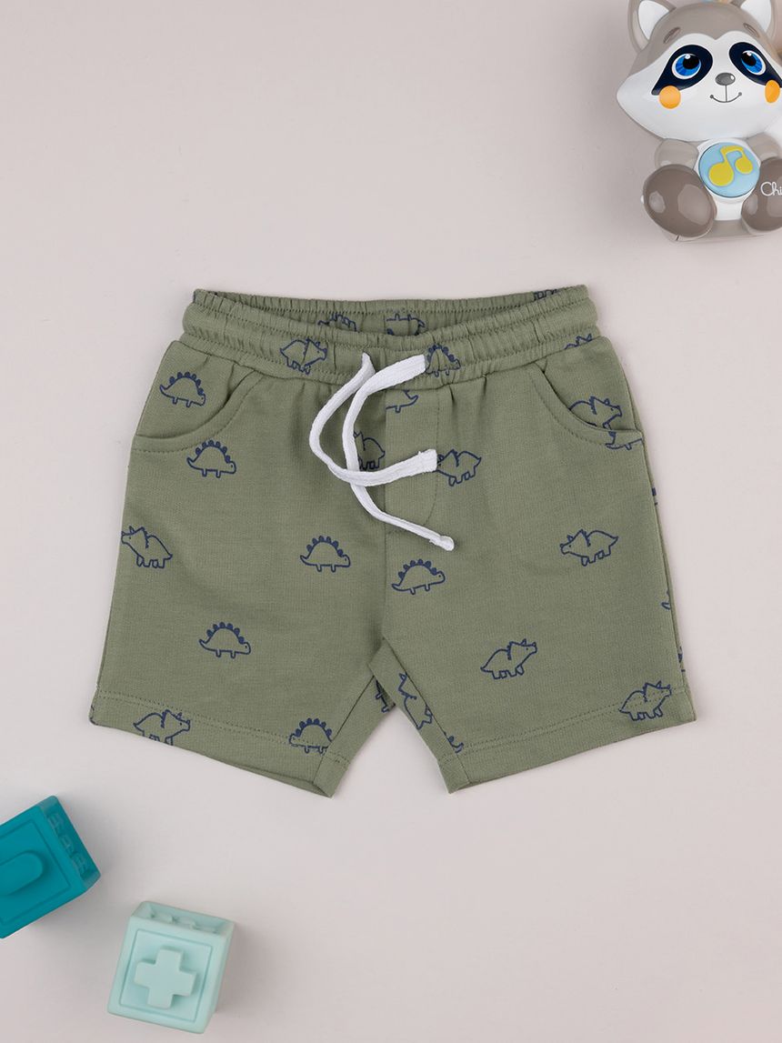 Shorts bimbo verde stampa allover