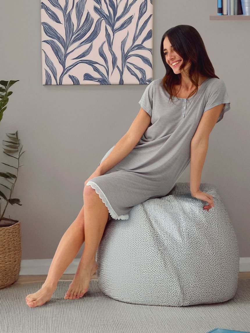 Camicia da notte premaman allattamento con pizzo