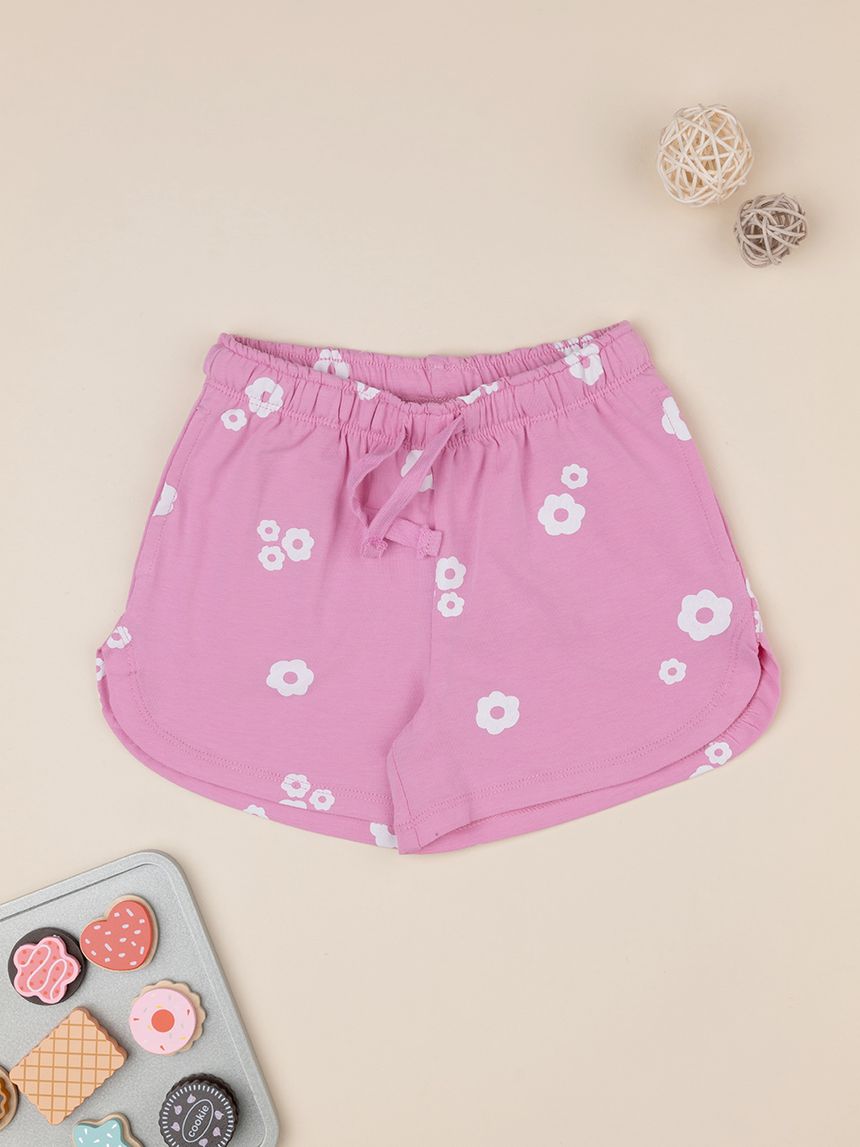 Shorts rosa bambina "fiori"
