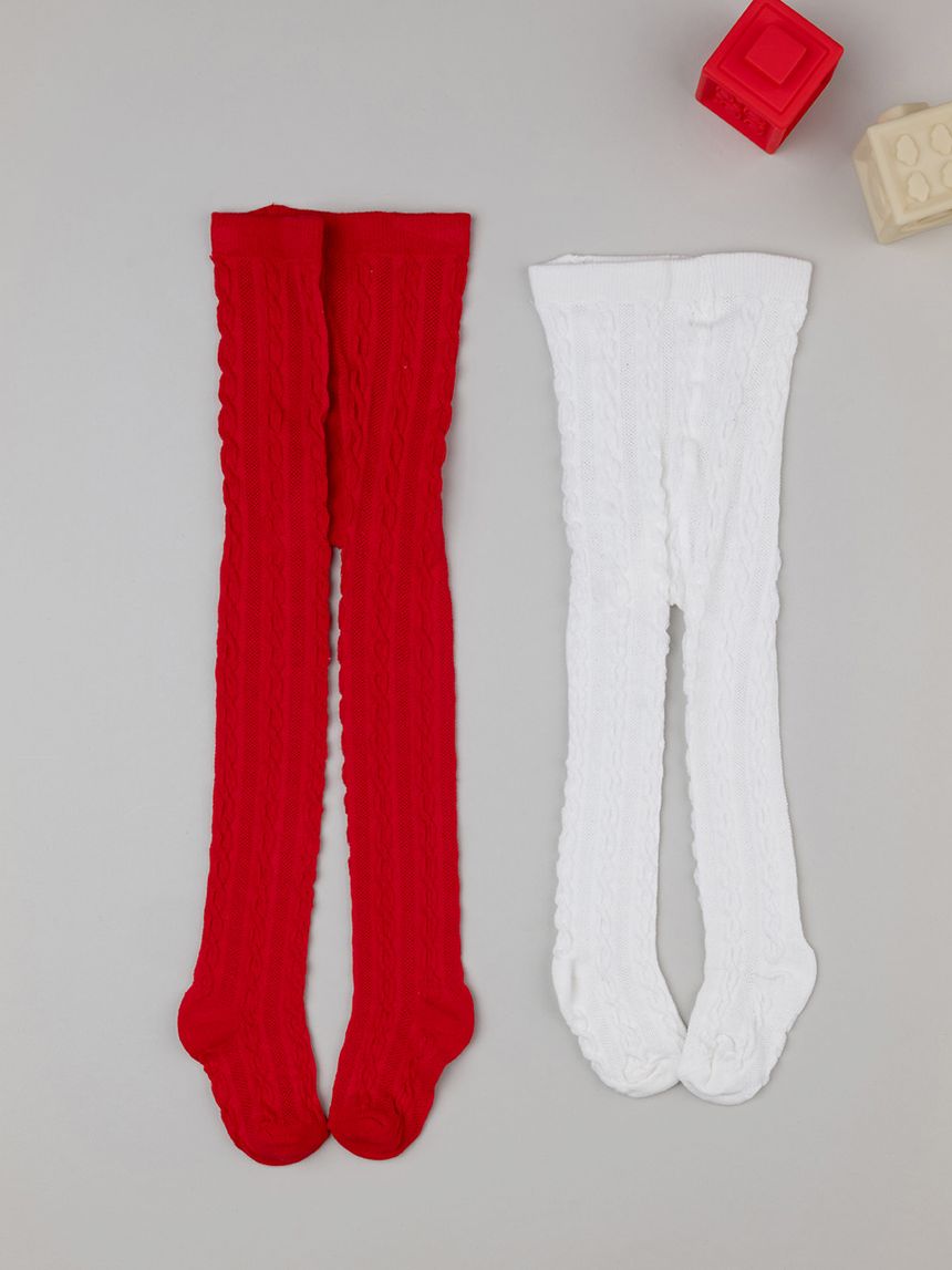 Pack 2 collant rosso e bianco