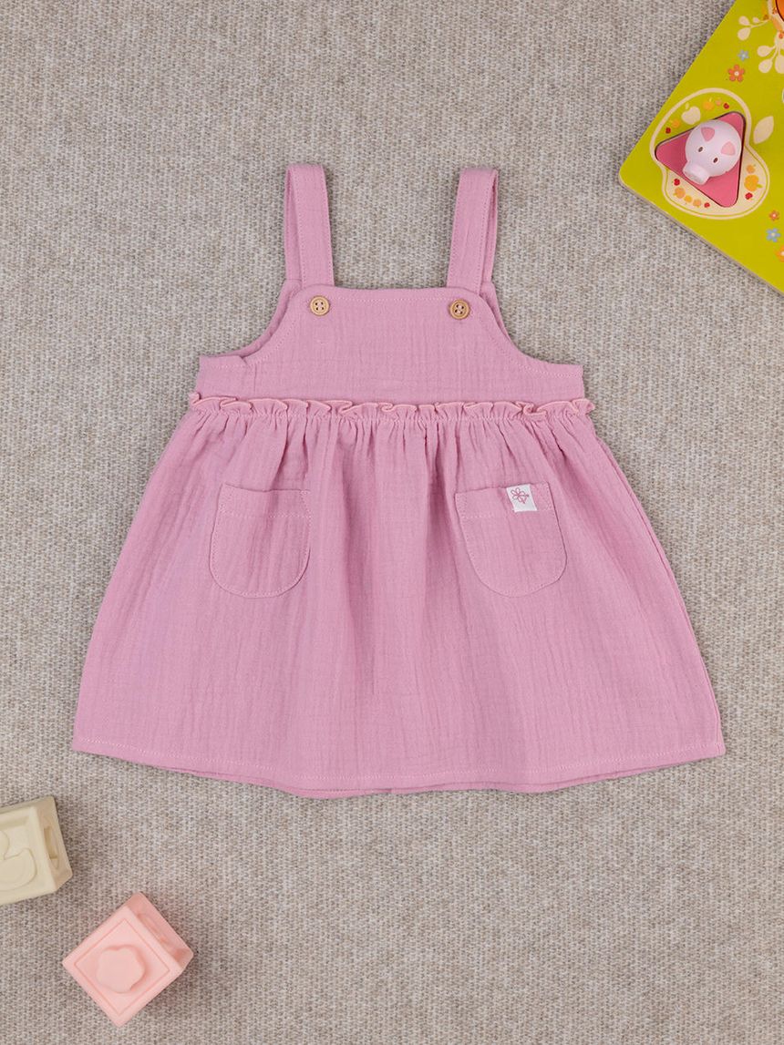 Pinafore bimba rosa in mussola