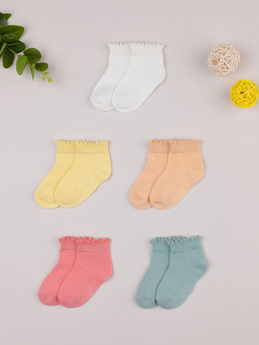 Pack 5 calze corte bimba multicolor