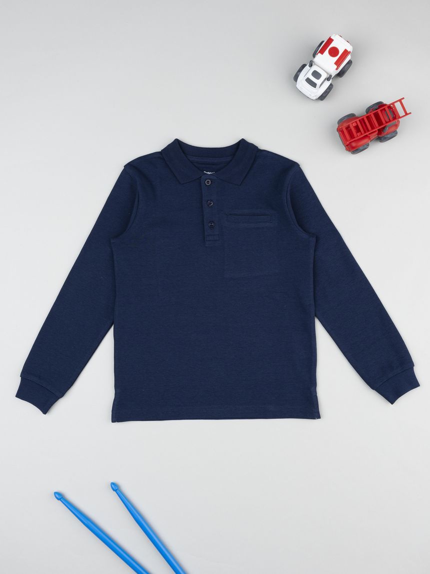 Polo bambino blu maniche lunghe