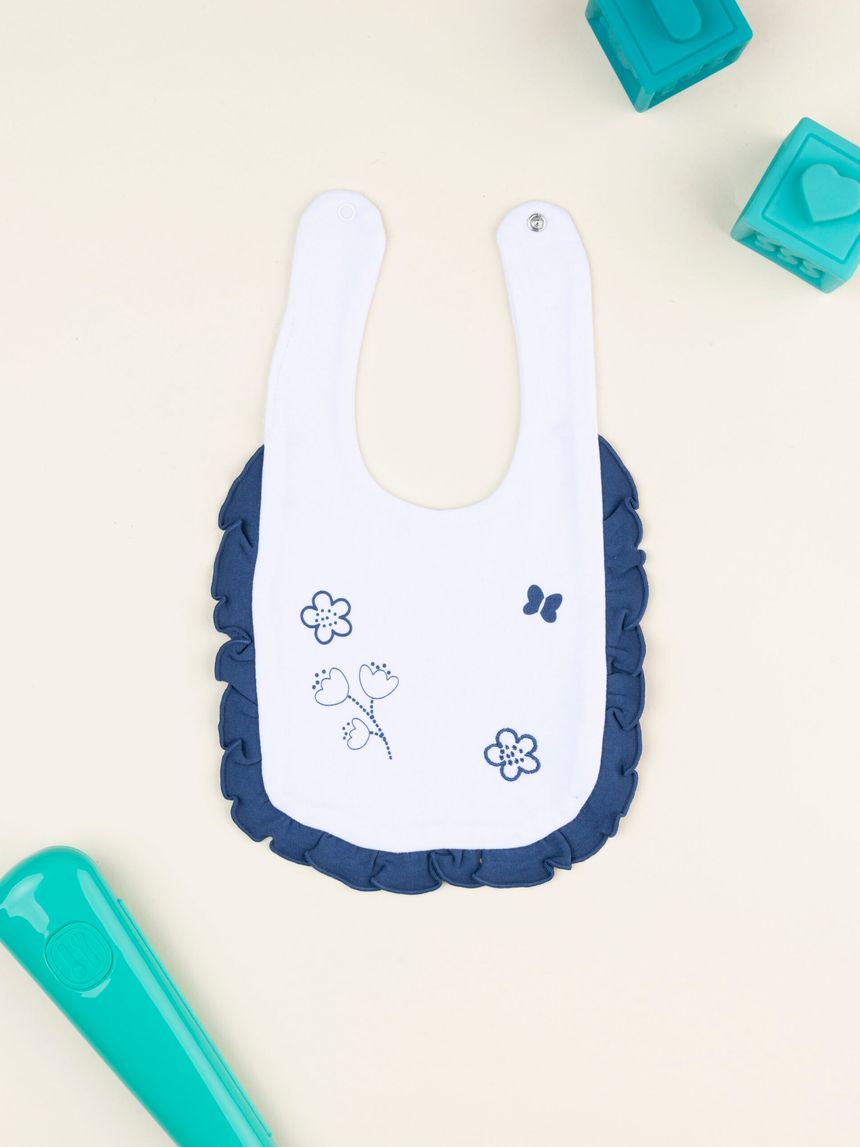 Bavaglino bimba bianco/blu con rouches