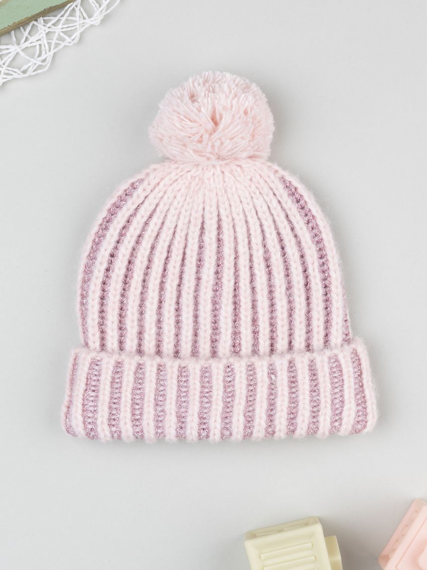 Berretto bimba rosa con lurex