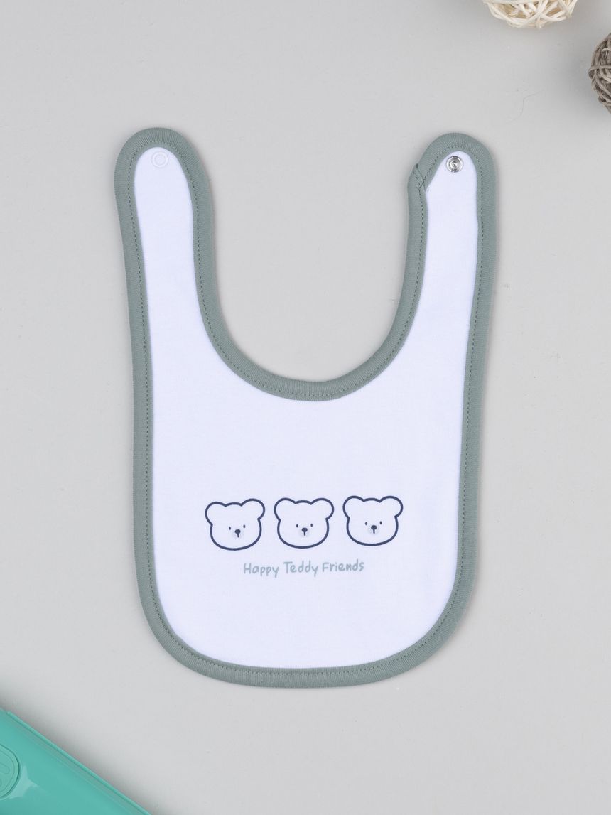 Bavaglino bimbo bianco/verde orsetti