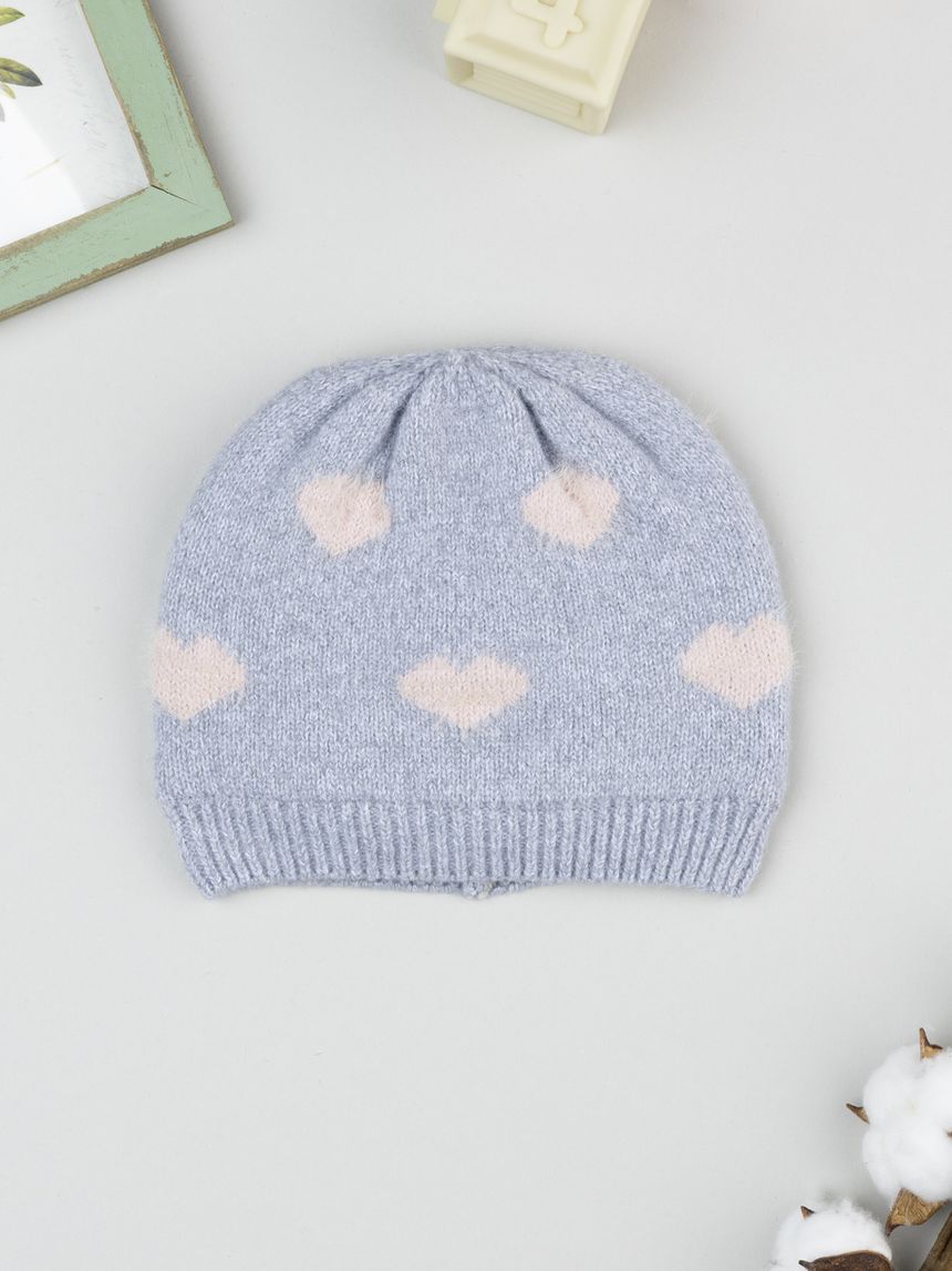 Berretto bimba grigio cuori