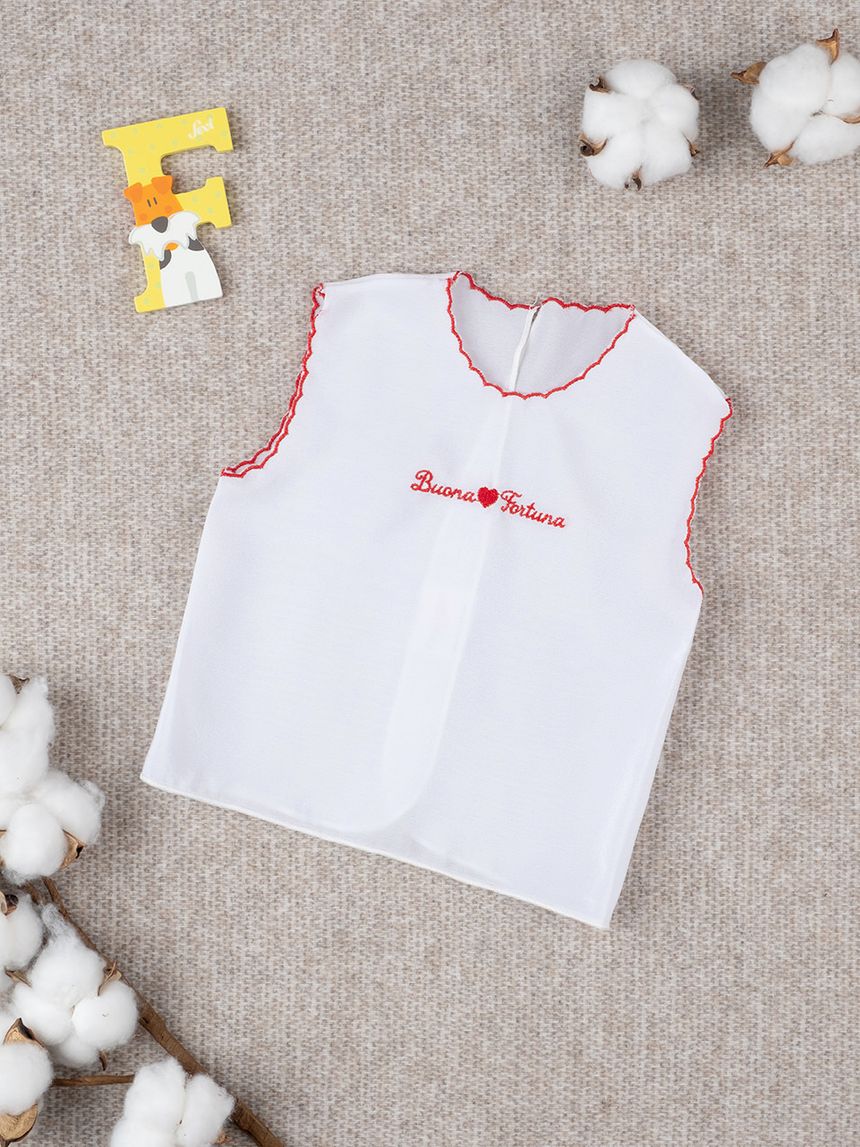 Camicino della fortuna seta rosso neonata