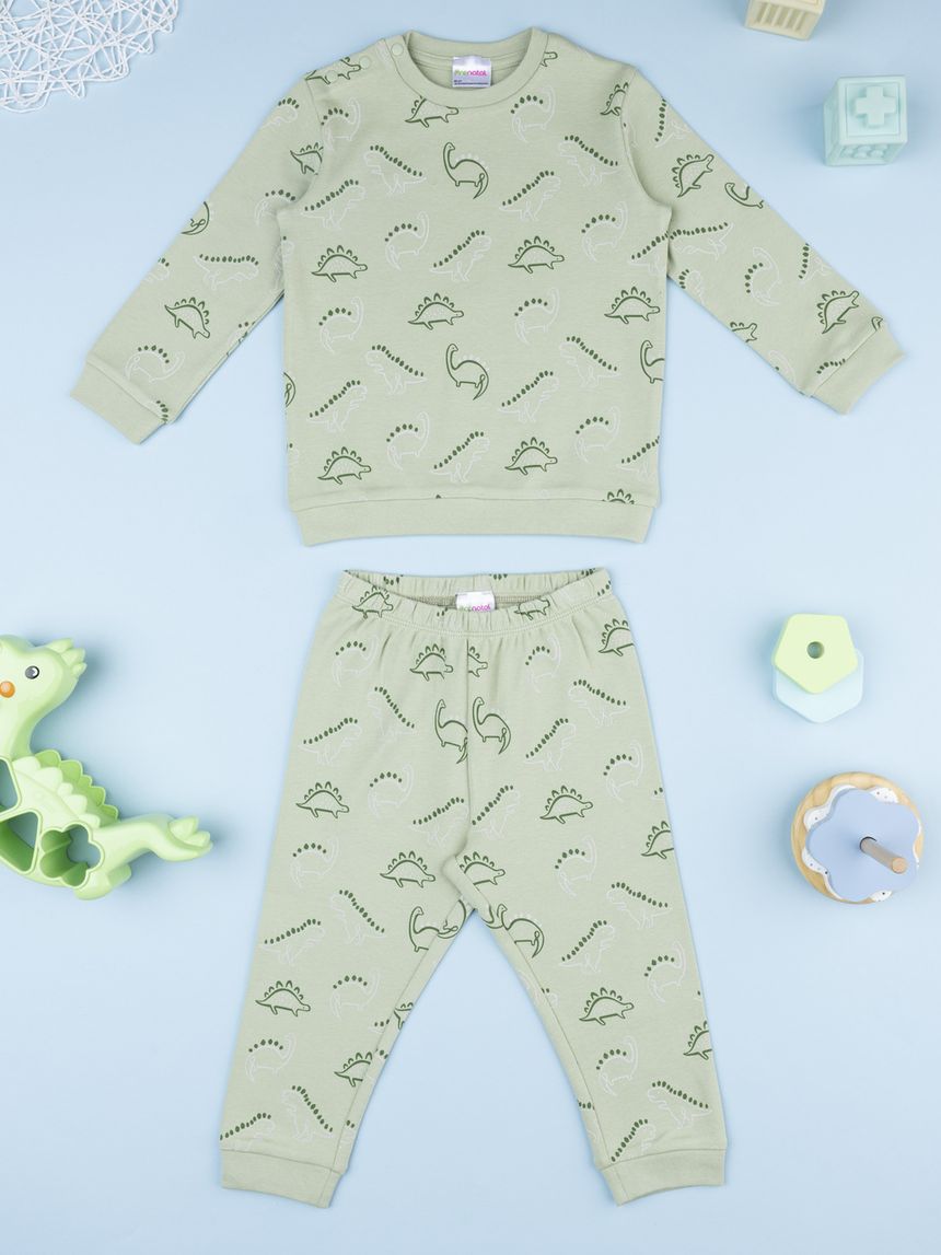 Pigiama bimbo verde dinosauri allover