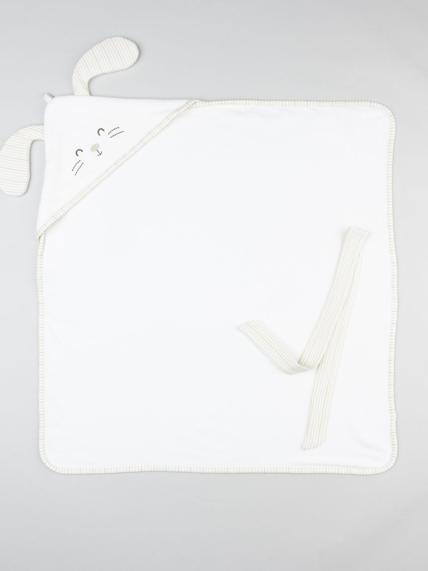 Quadrato spugna bianco bimbo coniglietto