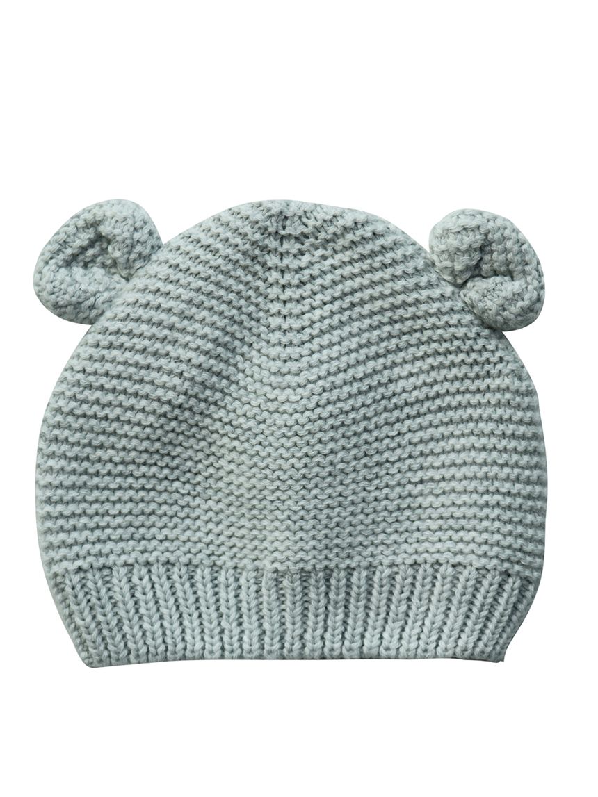 Cappello in tricot grigio con orecchie