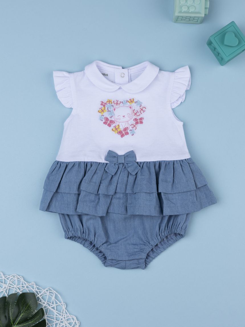 Pagliaccetto neonata gonna chambray