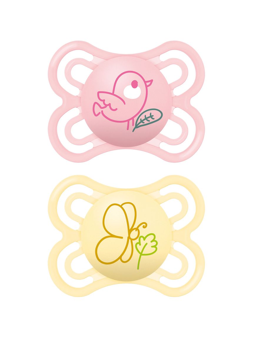 Succhietto perfect confezione doppia 2-6 mesi (set da 2), con porta ciuccio, rosa - mam