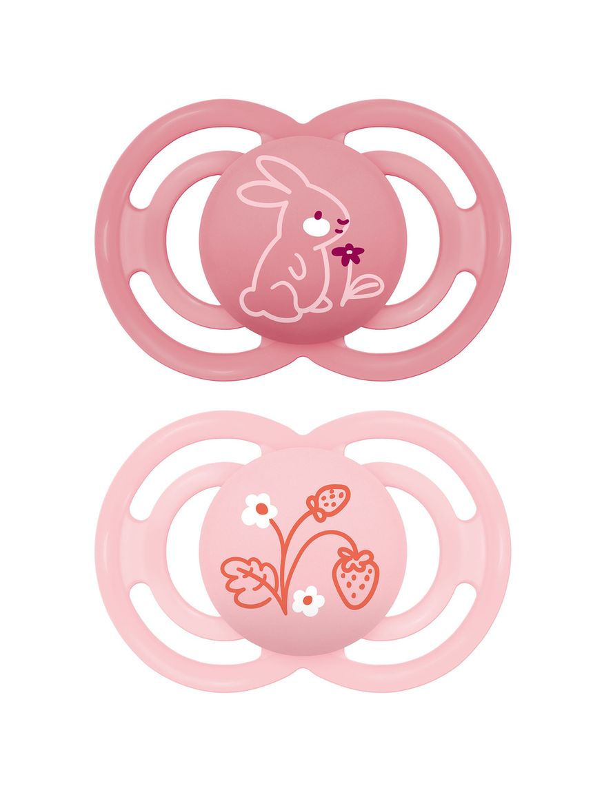 Succhietto perfect confezione doppia 2-6 mesi con porta ciuccio - rosa - mam