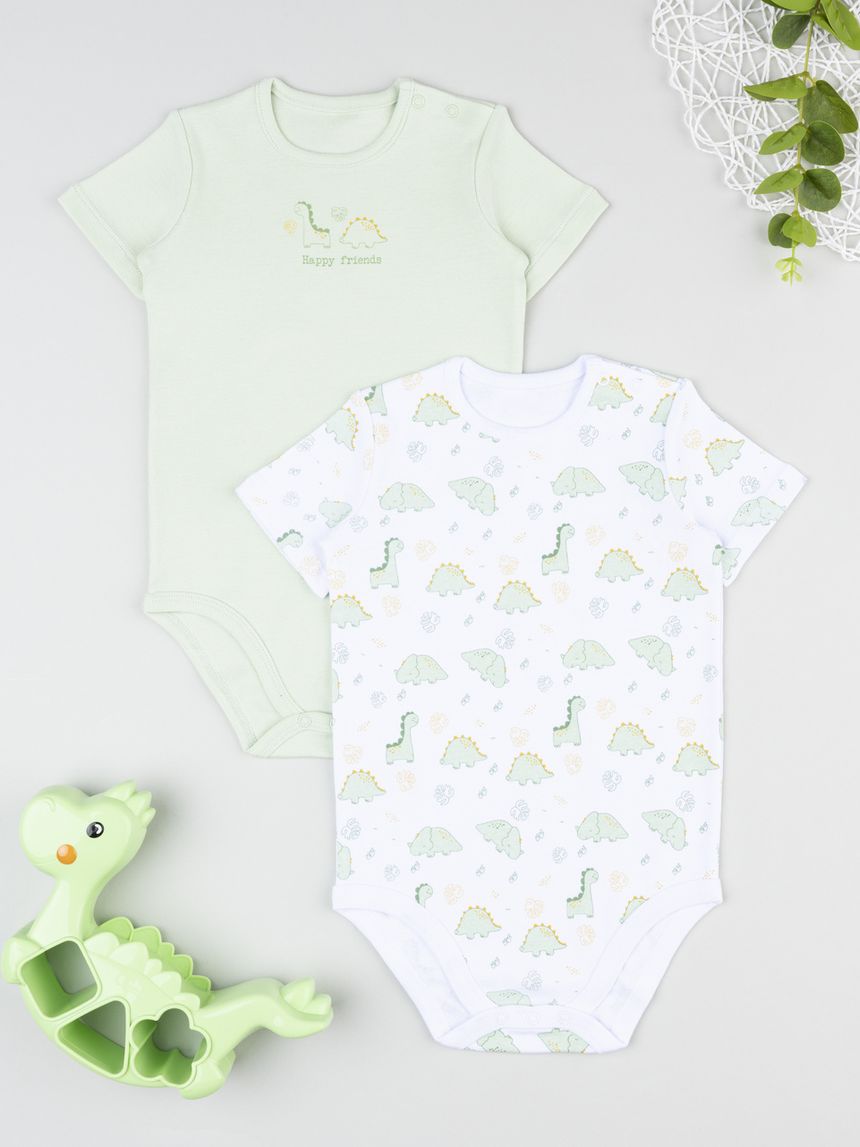 Pack 2 body bimbo mezza manica vered/bianco