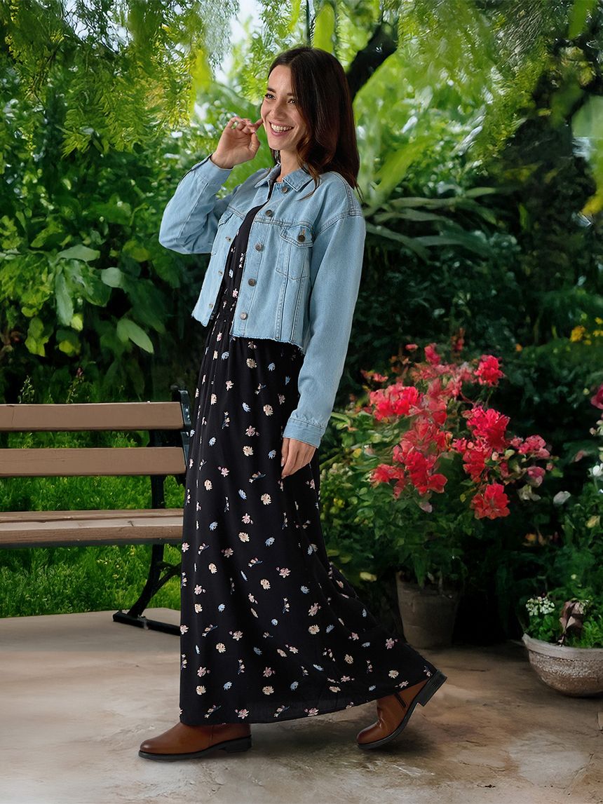 Giacca da donna cropped in denim chiaro