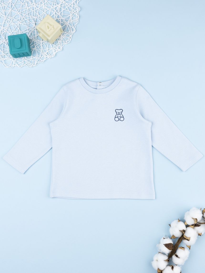 T-shirt bimbo azzurra patch orso