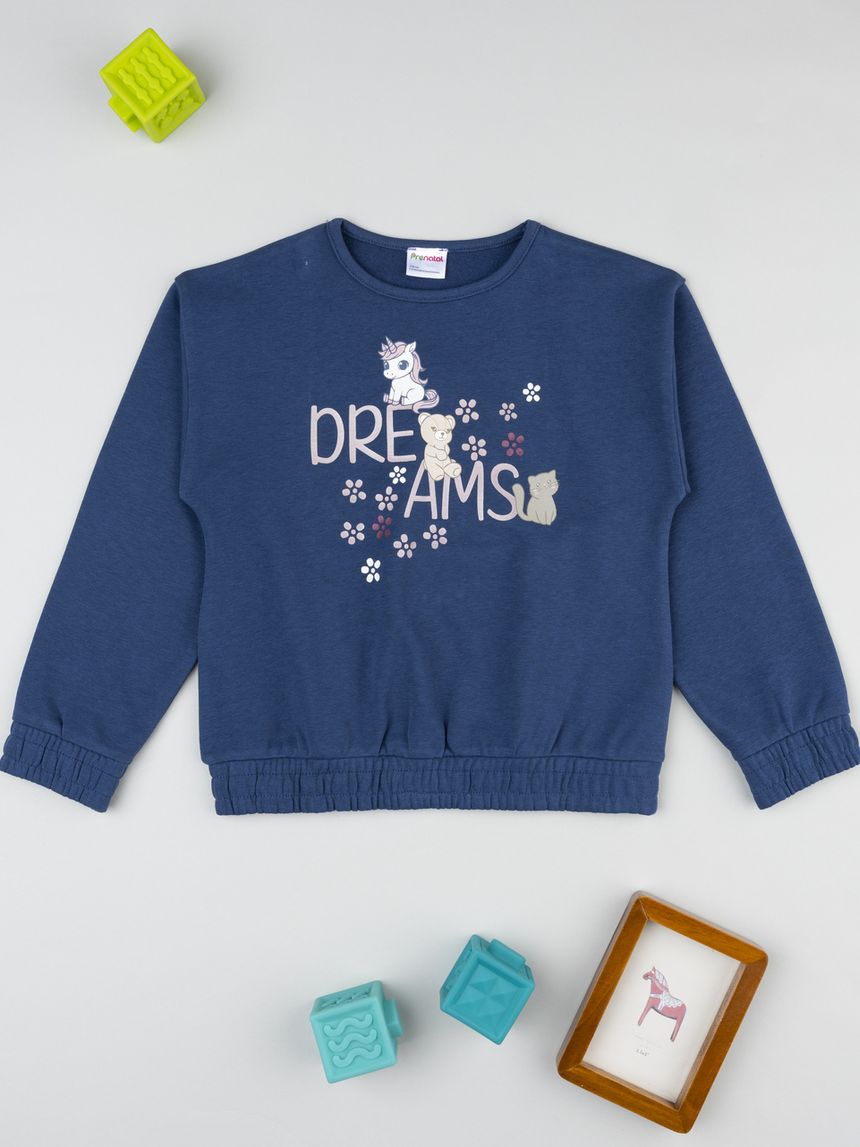 Felpa bambina blu stampa dreams