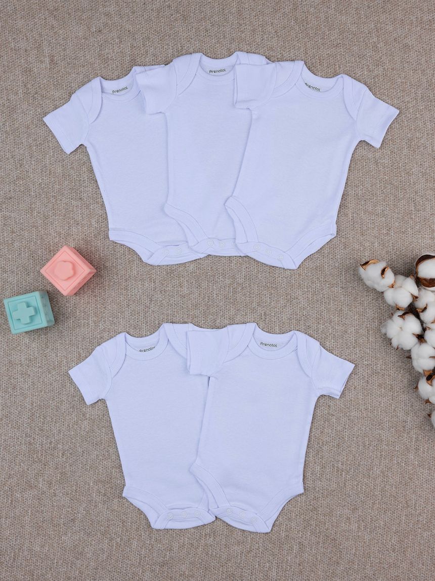 Pack 5 body bianchi con scollo americano