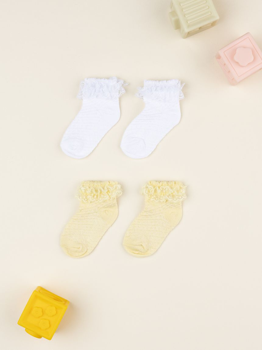 Pack 2 calze bimba bianco/albicocca