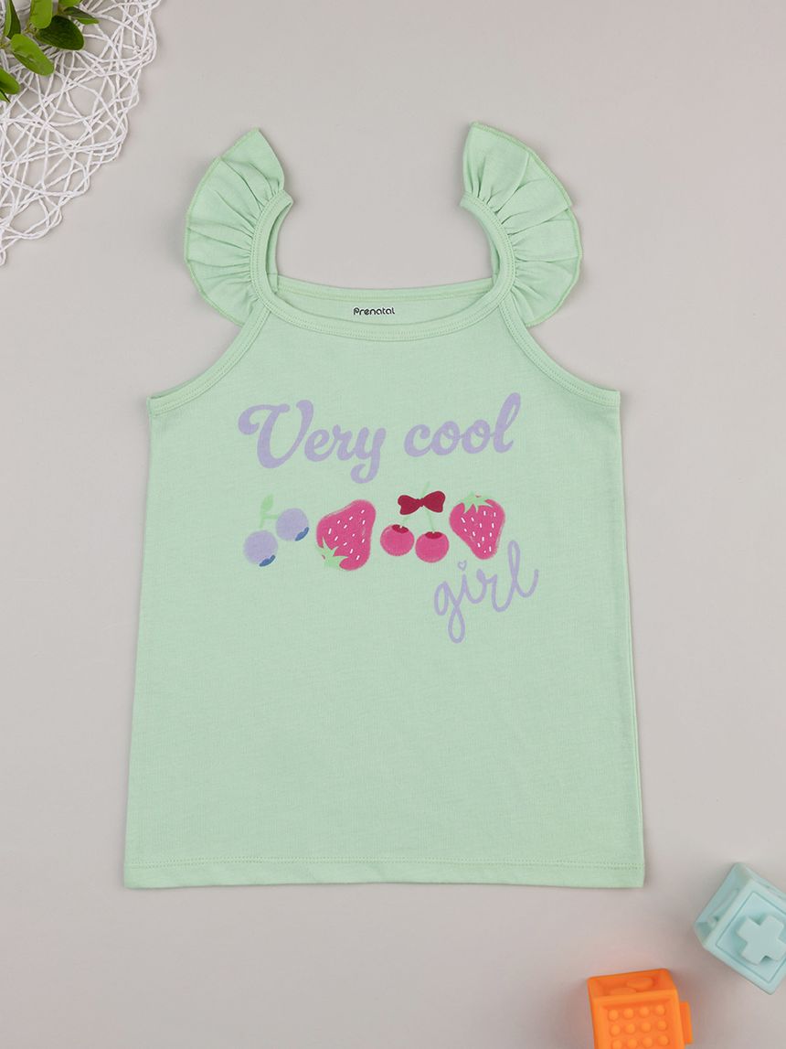 Canotta estiva bimba verde con frill