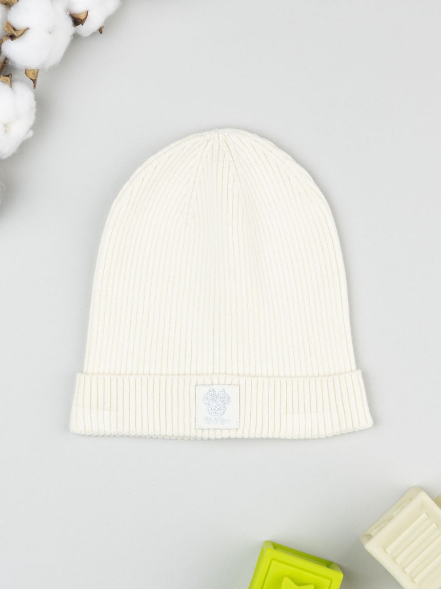 Berretto bimba bianco costina minnie