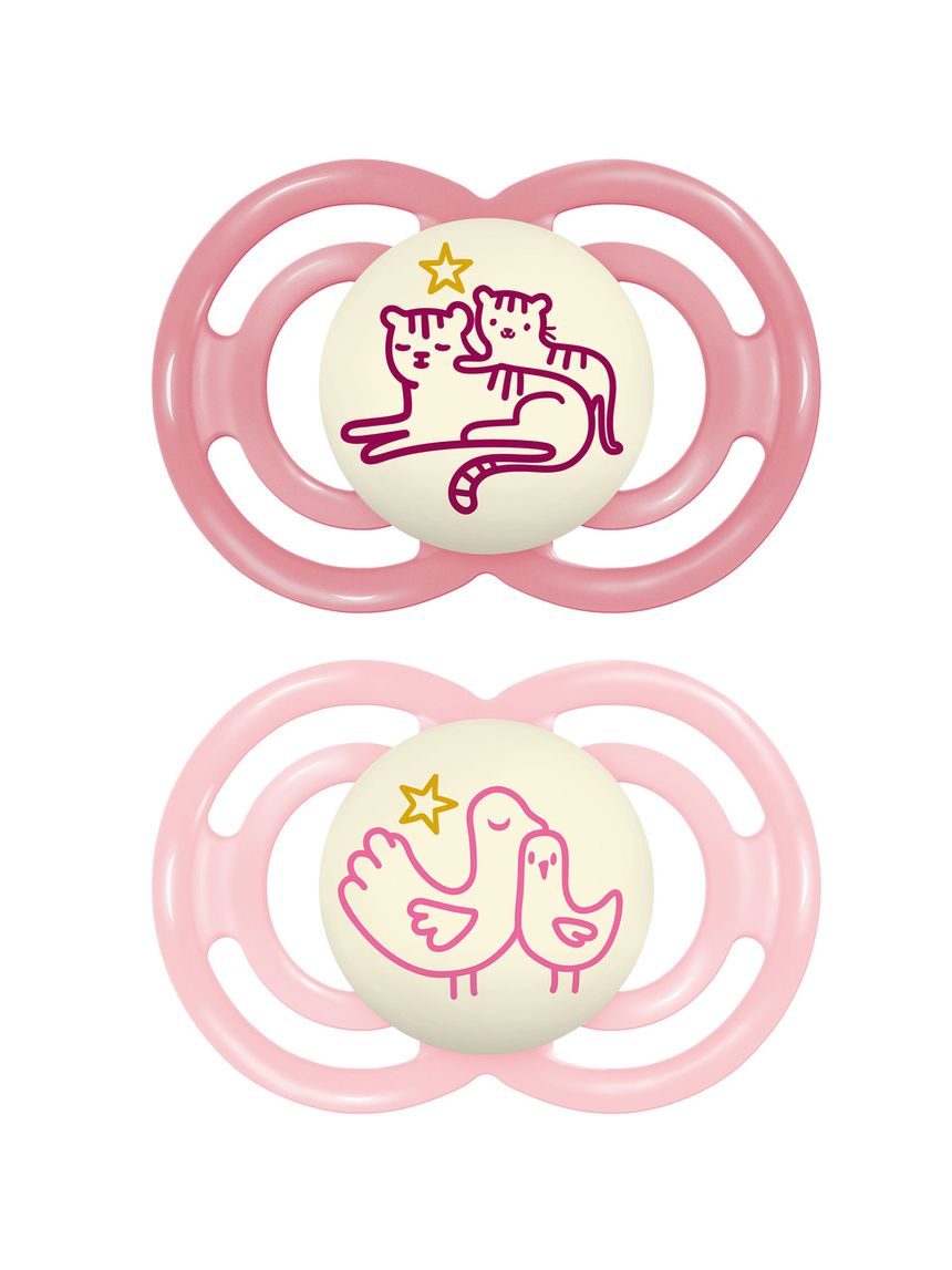 Succhietto perfect night confezione doppia 16+ mesi con porta ciuccio - rosa - mam