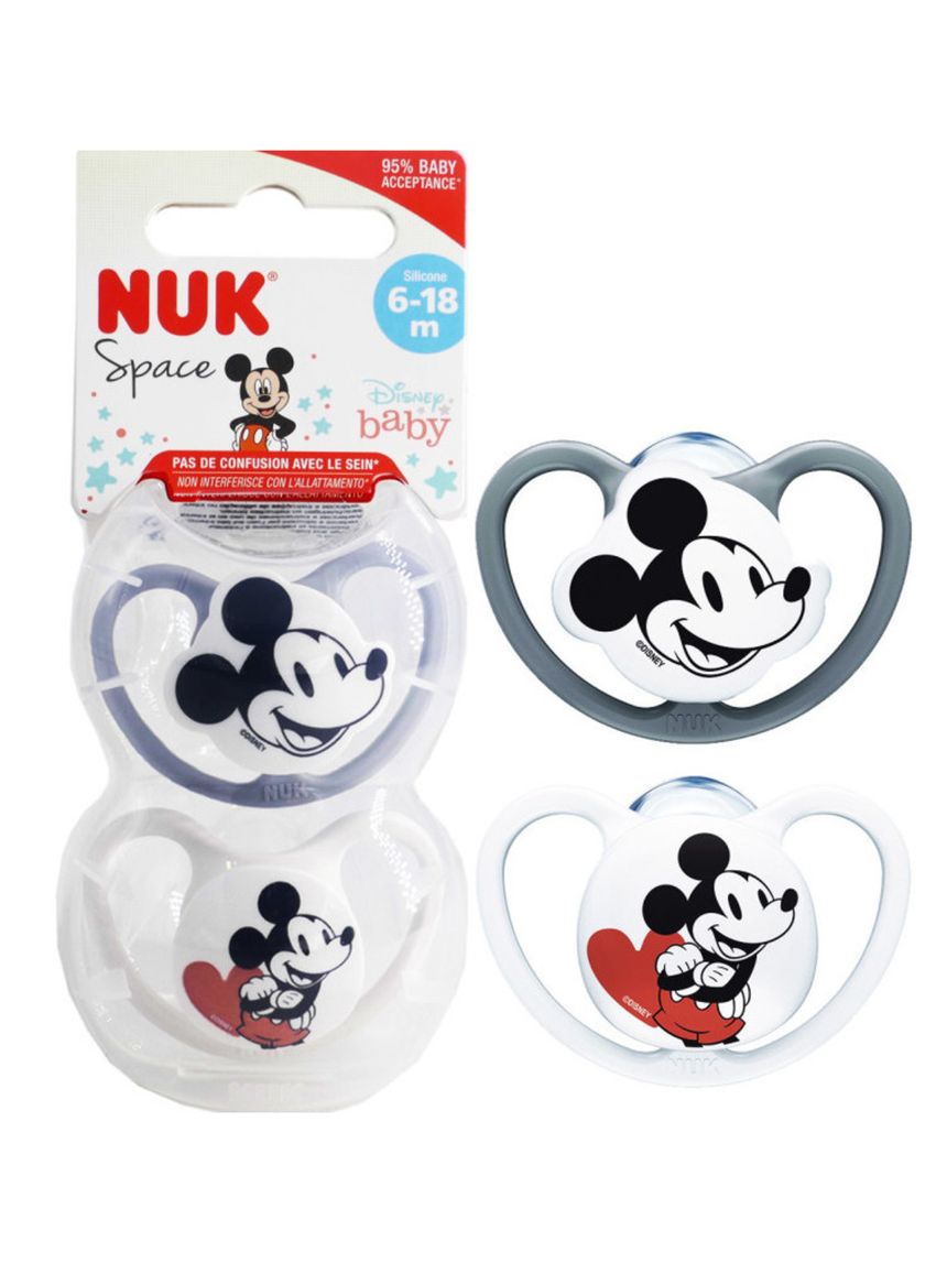 Succhietto space disney mickey silicone 2 pz gray 6-18 mesi - nuk