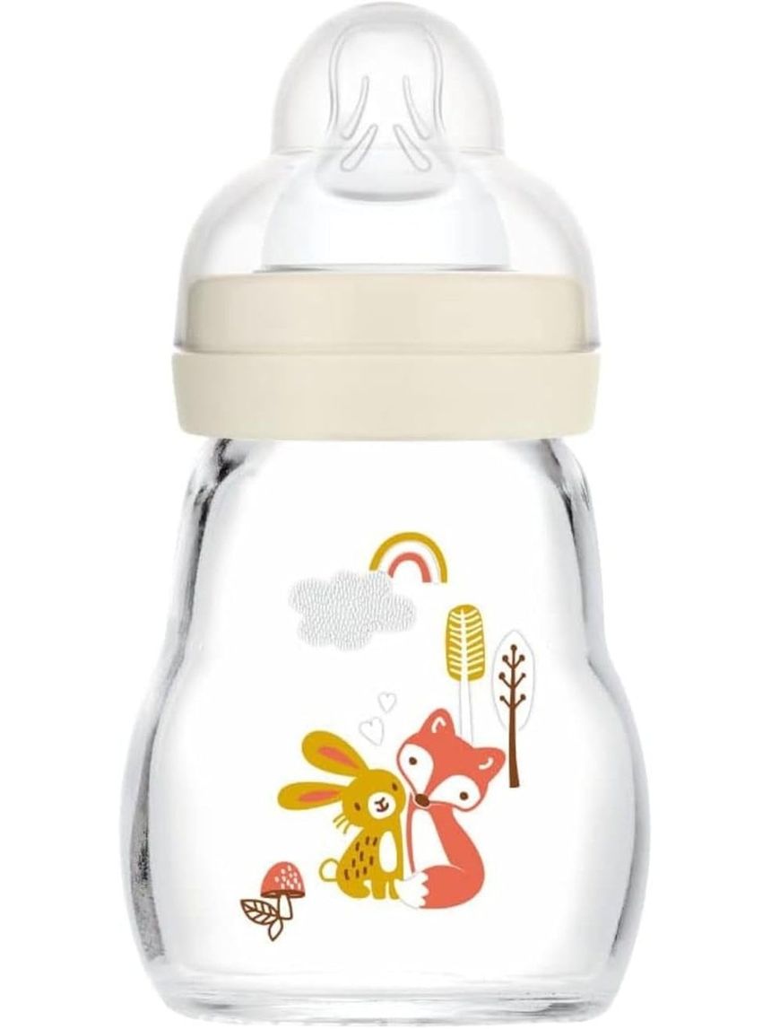 Biberon feel good 170 ml in vetro +0 mesi con tettarella misura 1, neutro - mam