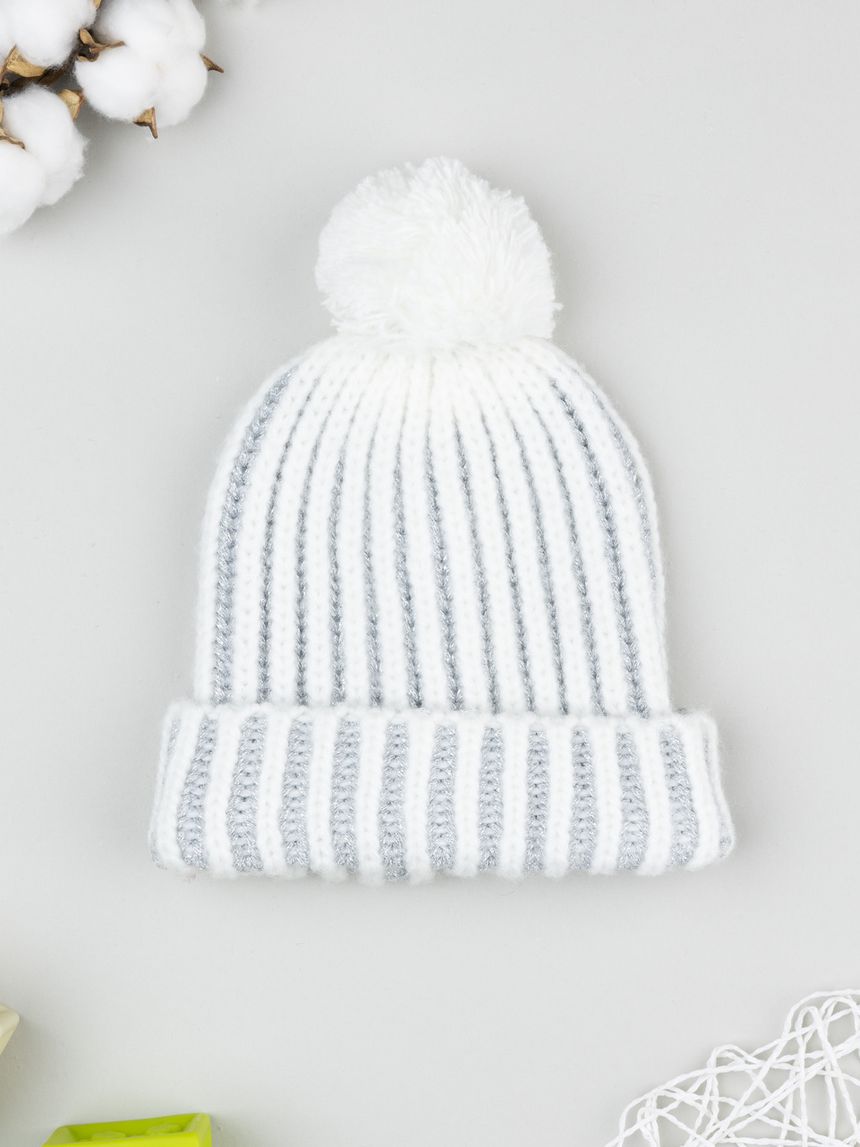 Berretto bimba grigio con lurex