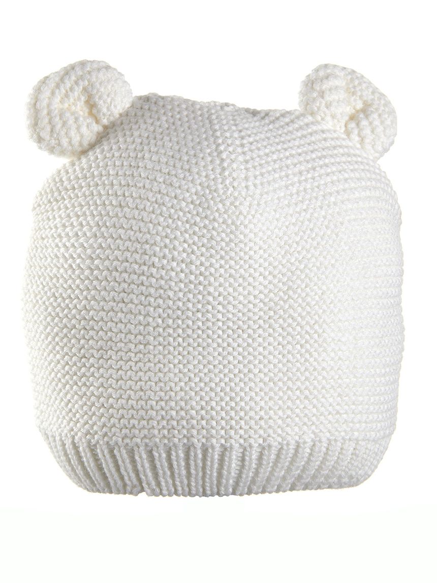 Cappello in tricot bianco con orecchie