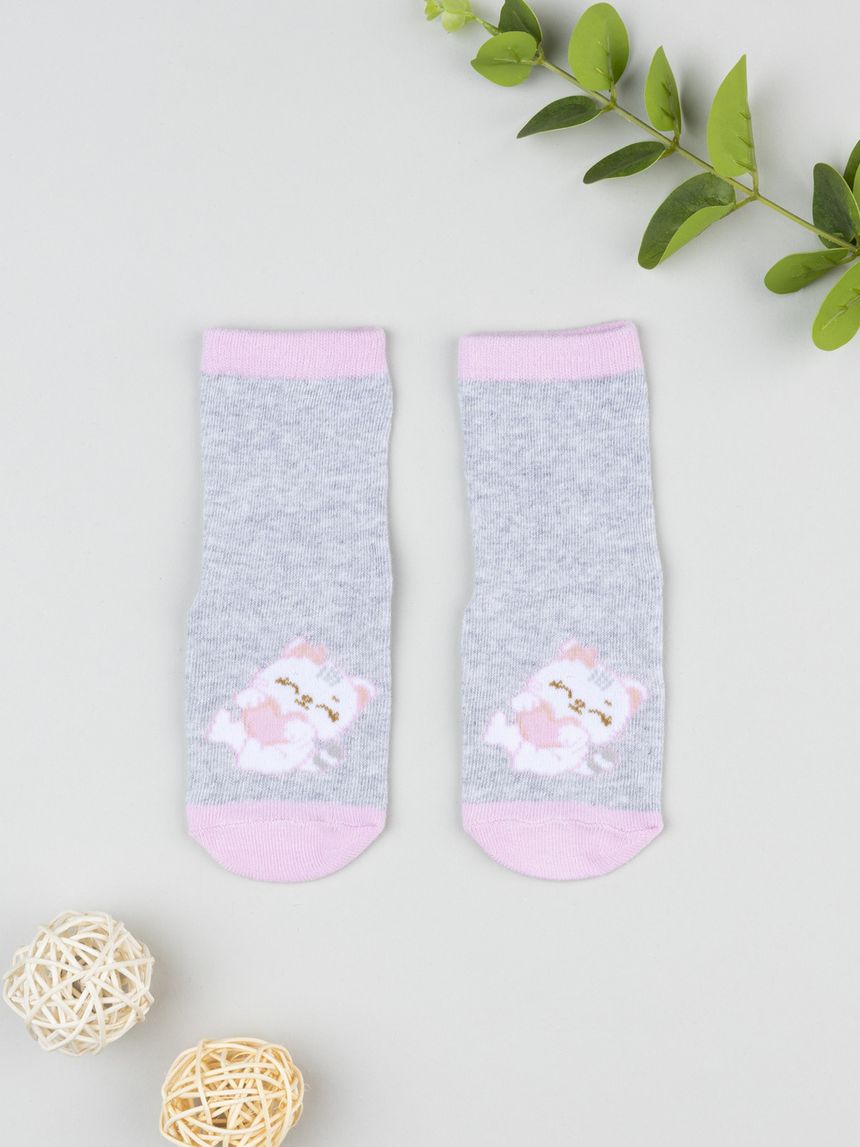 Antiscivolo bimba grigi gattino