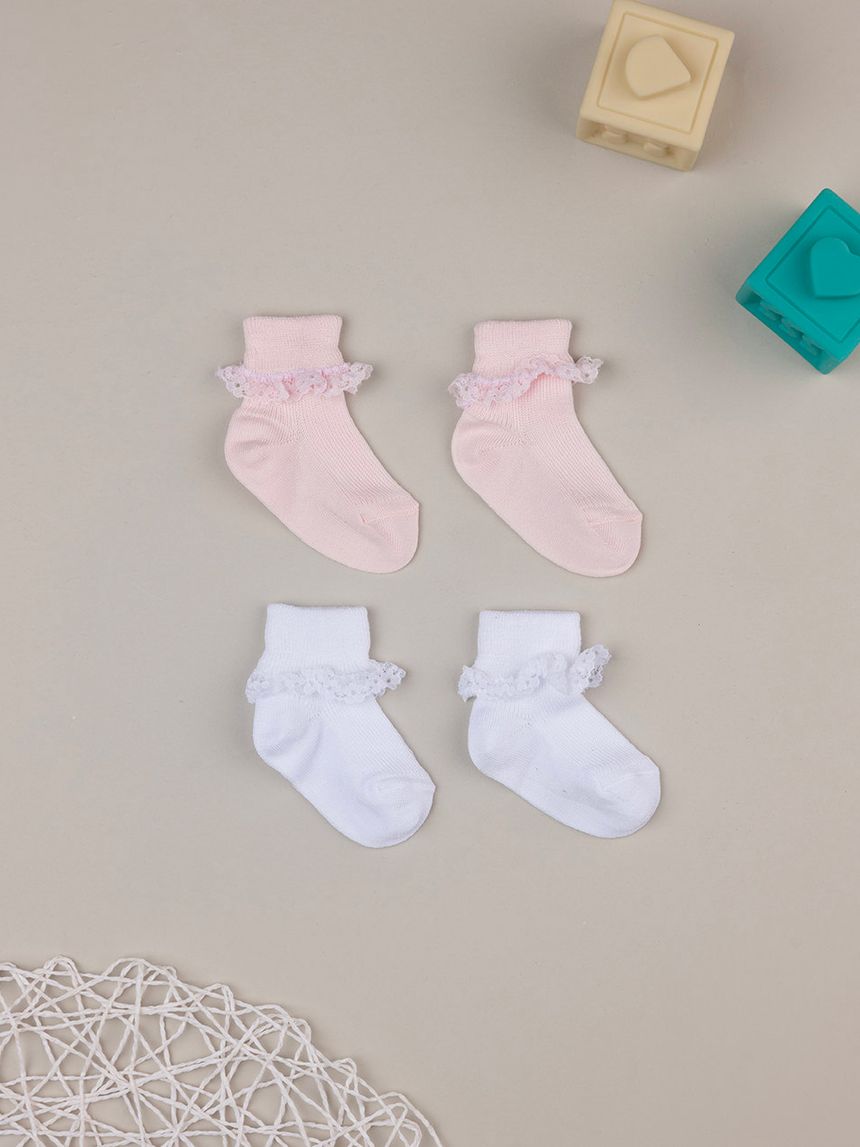 Pack 2 paia di calzini con pizzo