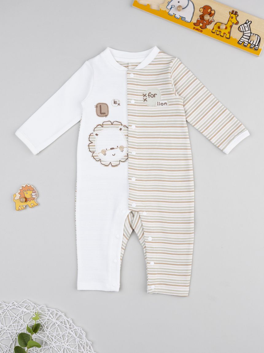 Tutina bimbo bicolor righe/lion