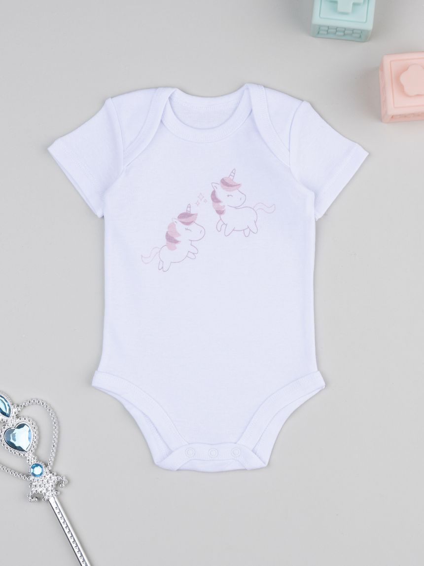 Body costina bimba bianco unicorni