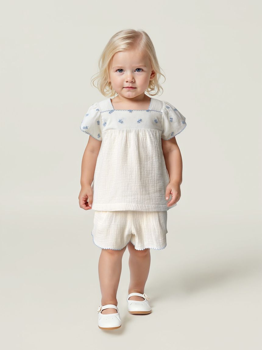 Blusa premium panna con ricami