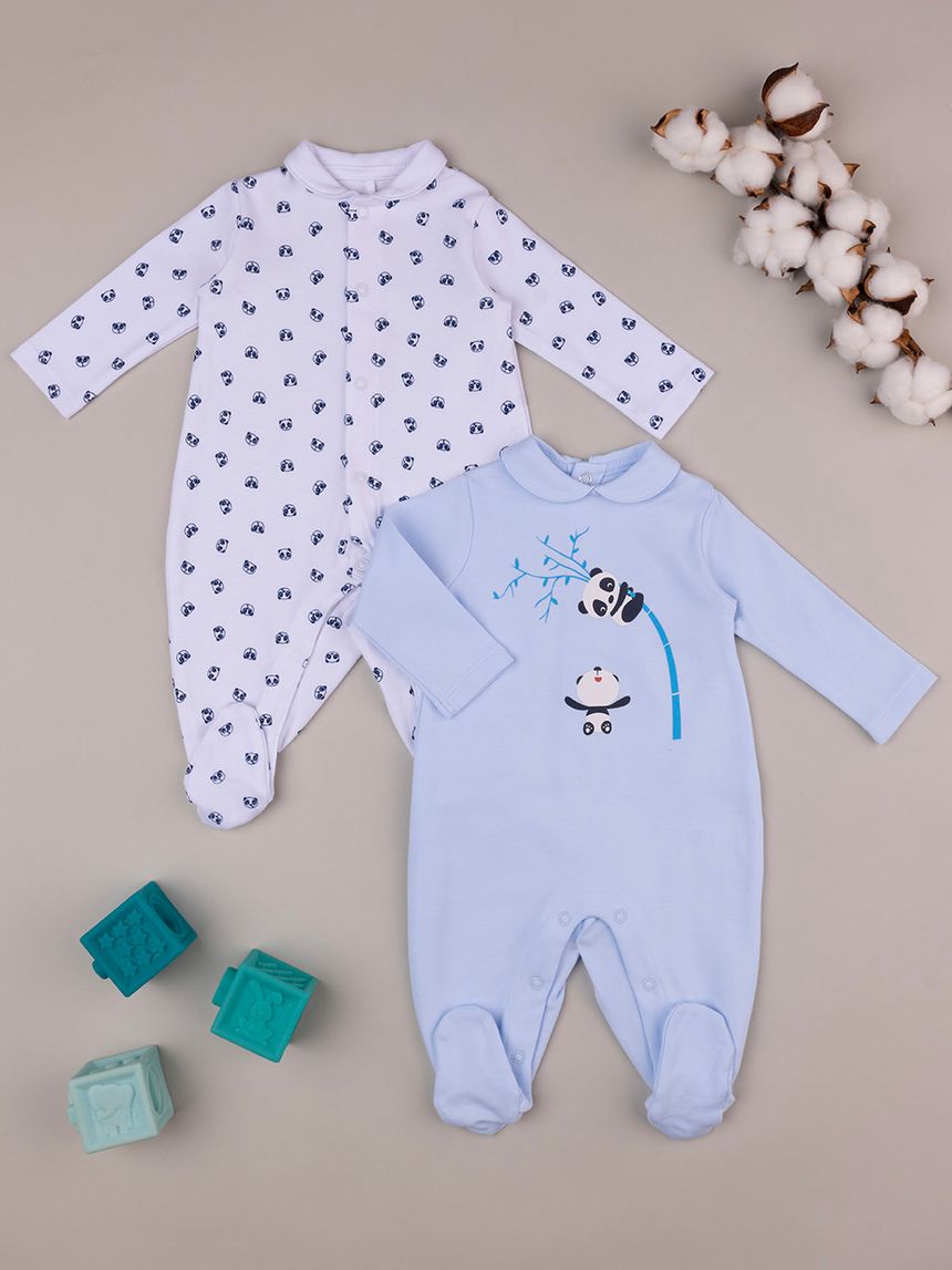 Pack 2 tutine in interlock bianco e azzurro