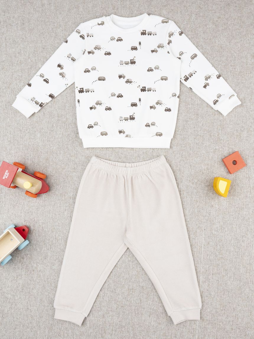 Pigiama bimbo beige auto allover