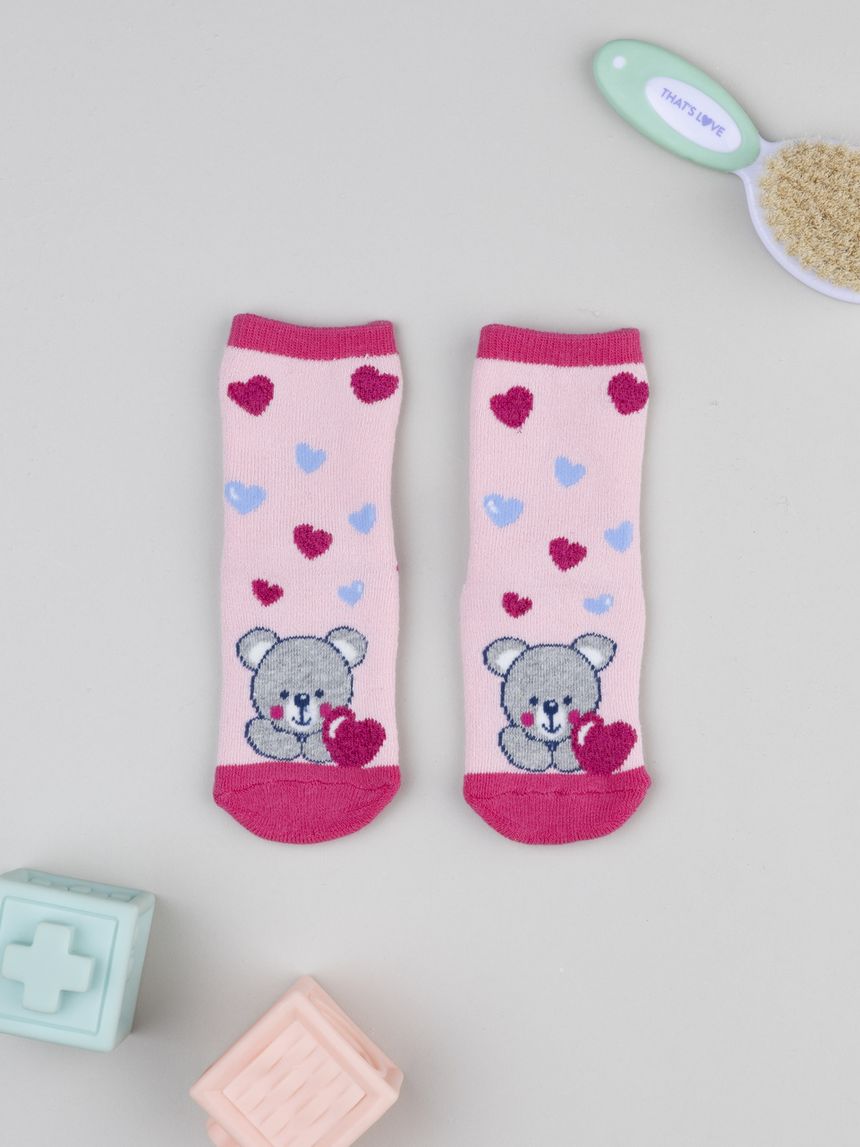 Antiscivolo bimba rosa orsetti/cuori