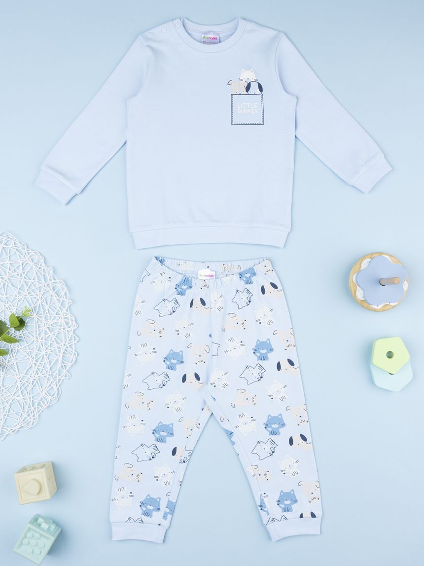 Pigiama bimbo azzurro animaletti