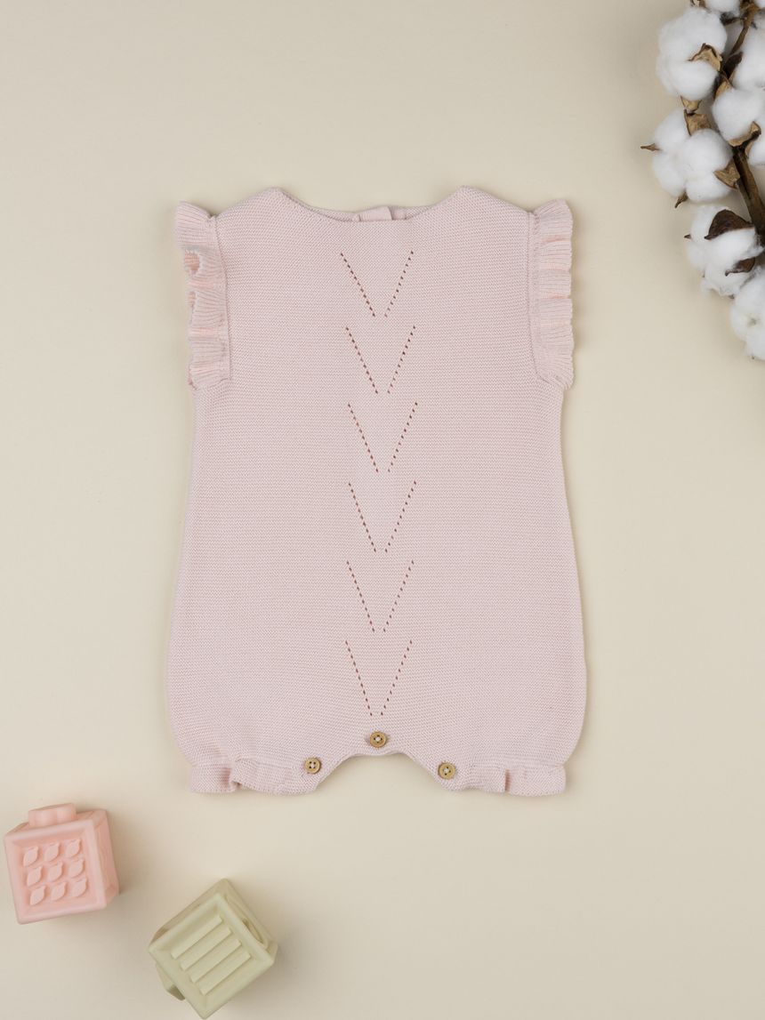 Pagliaccetto neonata tricot rosa