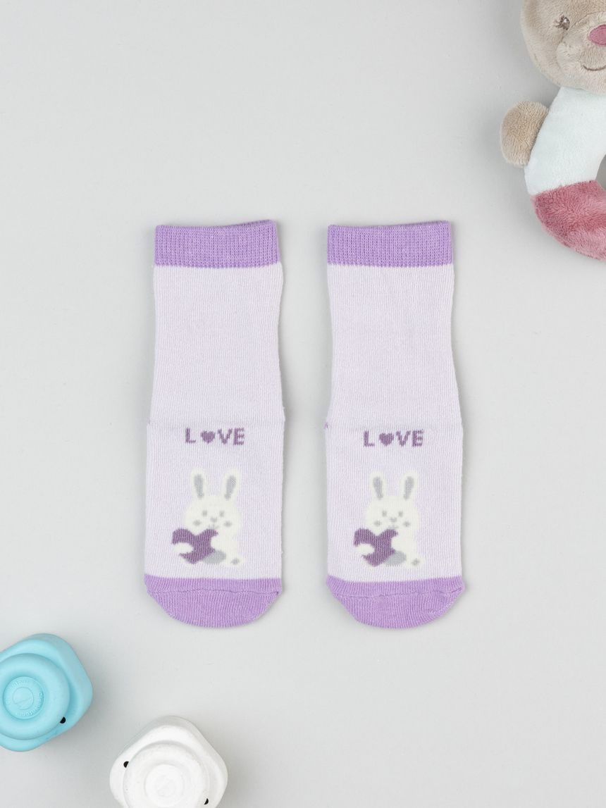 Antiscivolo bimba rosa/lilla coniglietto