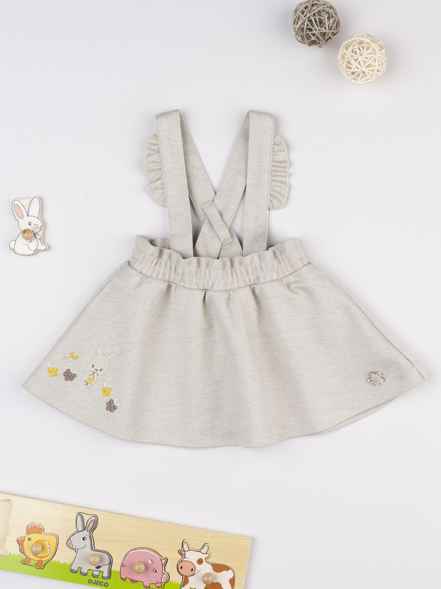 Salopette bimba beige con ricami